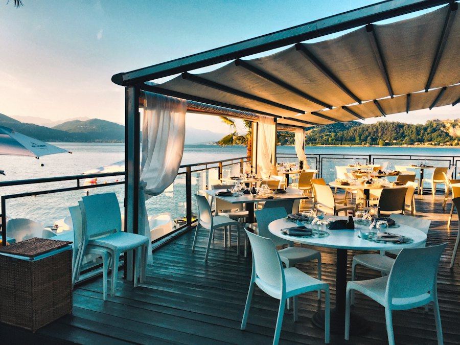 Covered terrace seating at the restaurant