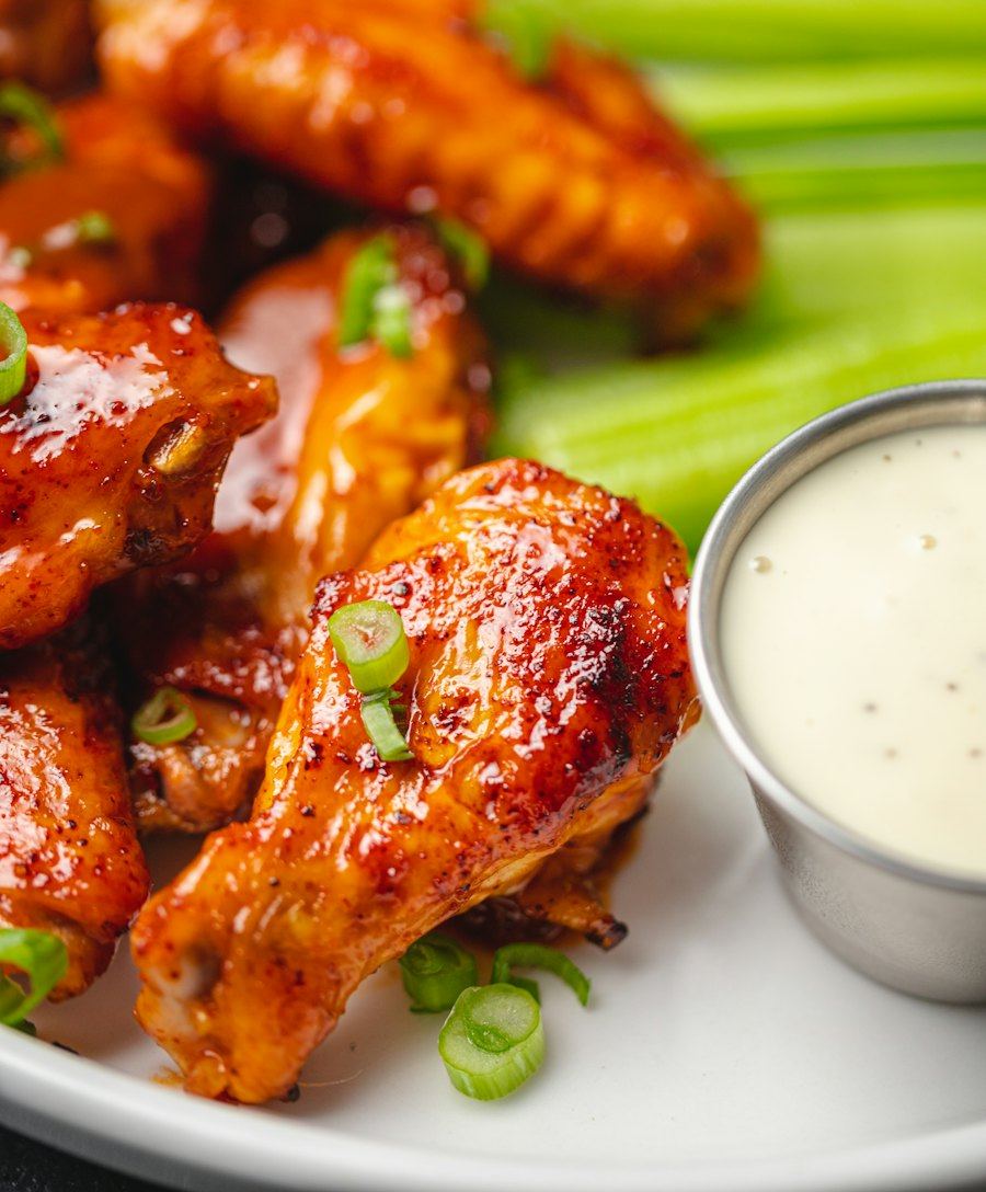 Chicken wings with a dipping sauce